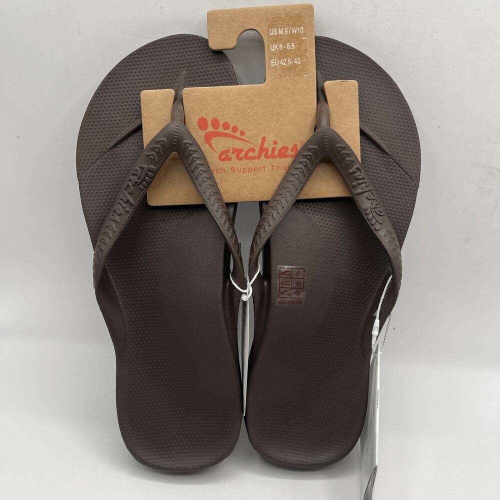 Archies Flip Fop Unisex Sz M 9 W 10 Chocolate Brown Arch Support Therapy NWT